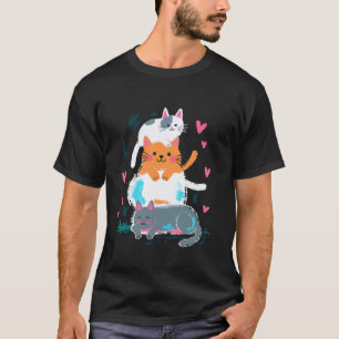 T-shirt Conception de chats empilés mignons pour chat joue