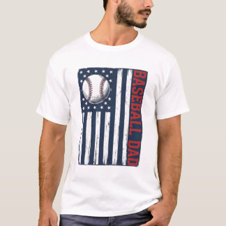 T-shirt Conception de chemise à drapeau de papa de basebal