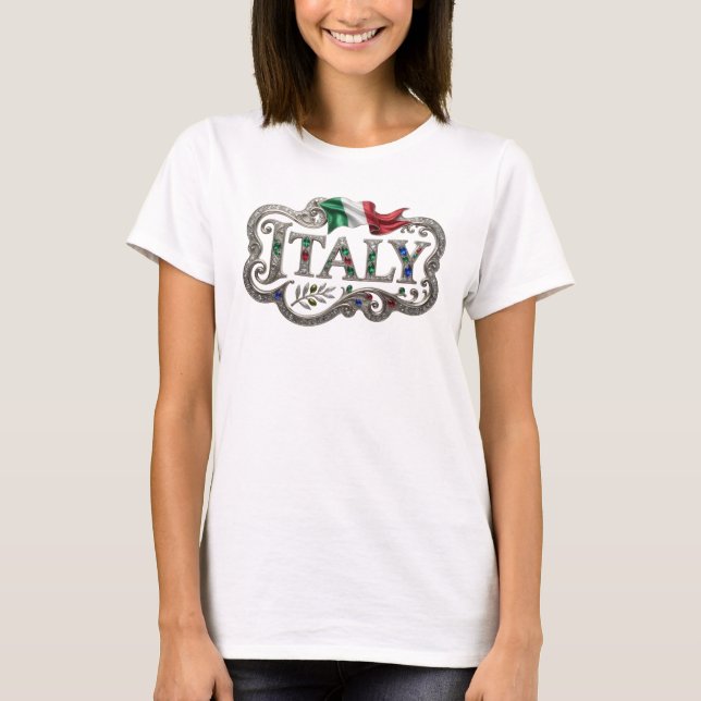 T-shirt Conception de chemise argentée attractive ITALIE (Devant)