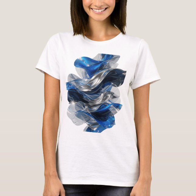 T-shirt Conception de chemise BLEU ET VAGUES Argentées Sna (Devant)