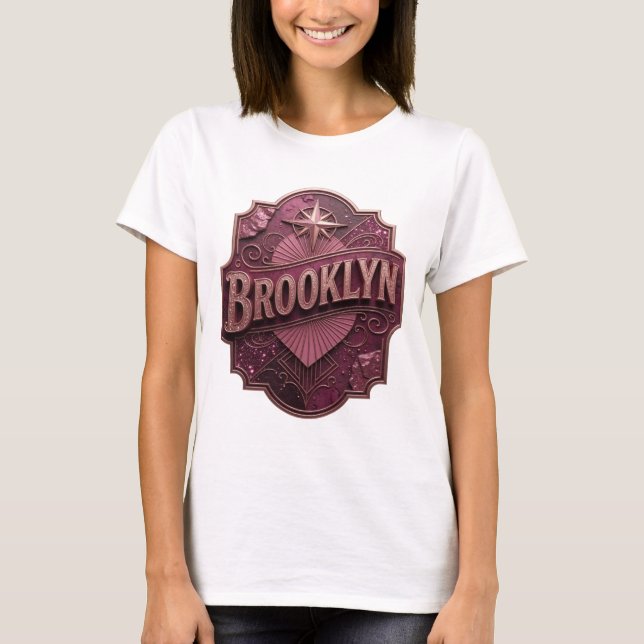 T-shirt Conception de chemise BROOKLYN en or accrocheur (Devant)