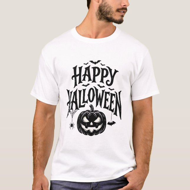 T-shirt Conception de chemise Chauve-souris Citrouille Joy (Devant)