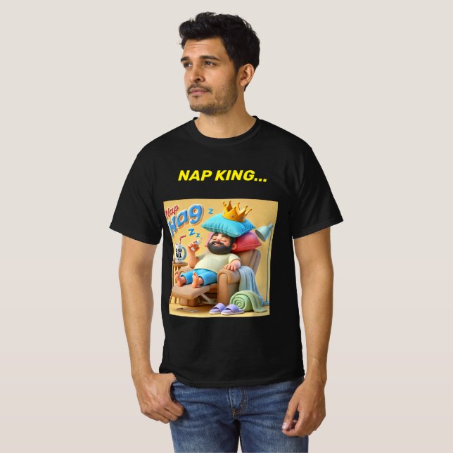 T-shirt Conception de chemise couronne oreiller Nap King. (Devant entier)