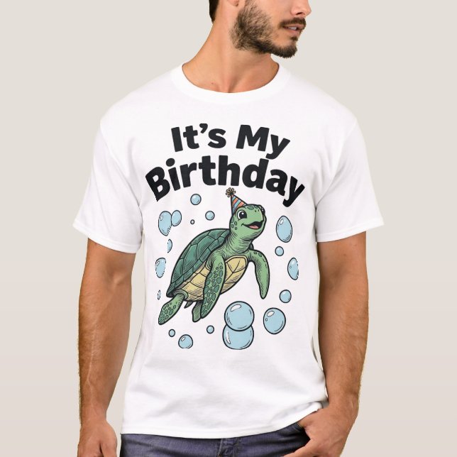 T-shirt Conception de chemise d'anniversaire de tortue mar (Devant)