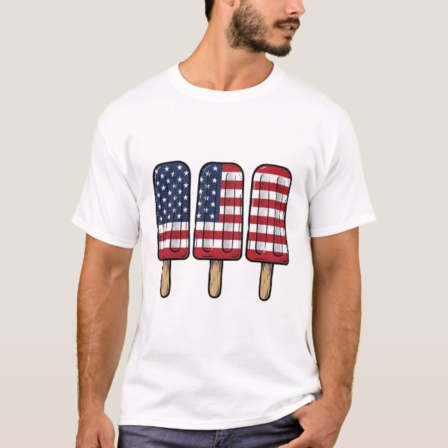 T-shirt Conception de chemise de drapeau de popsicle patri (Devant)