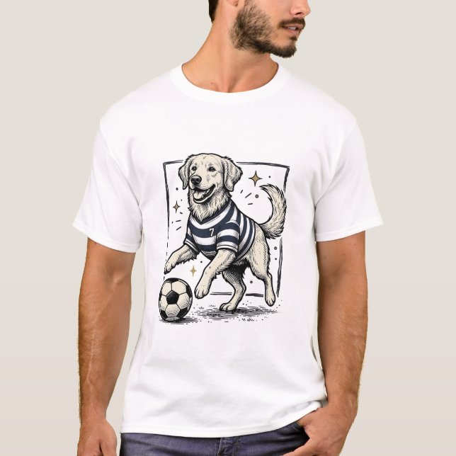T-shirt Conception de chemise de gravure de chien de footb (Devant)