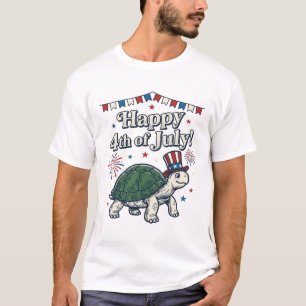 T-shirt Conception de chemise de tortue vintage Happy 4 ju