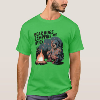 T-shirt Conception de chemise drôle ours animal de camping