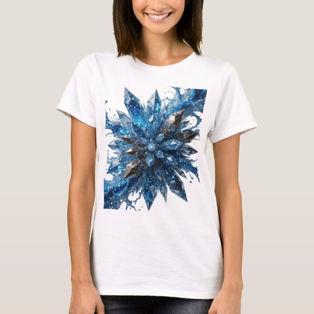 T-shirt Conception de chemise étoile bleue argentée CRISP (Devant)