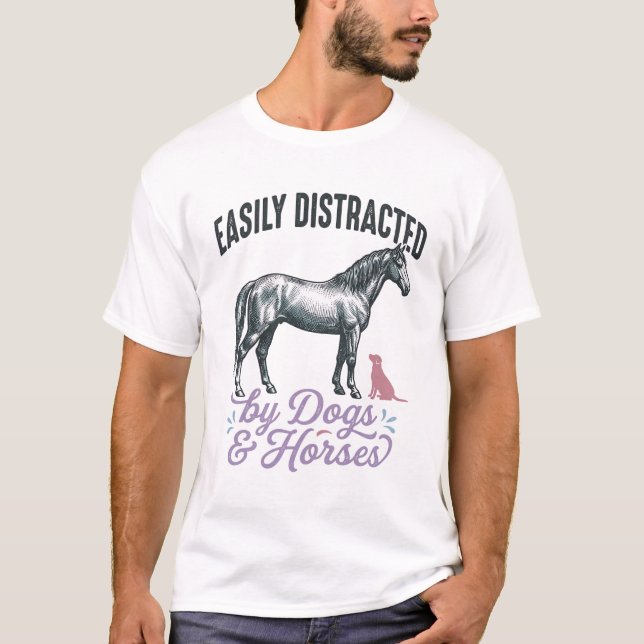 T-shirt Conception de chemise facilement distrait par les  (Devant)