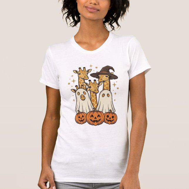 T-shirt Conception de chemise fantôme de girafe de Hallowe (Devant)