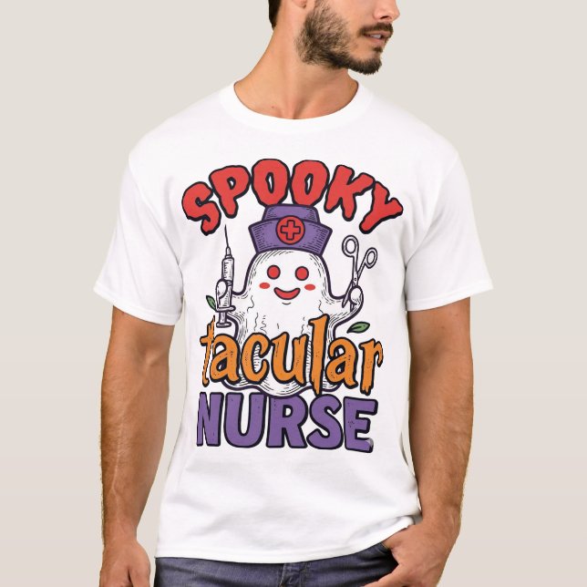 T-shirt Conception de chemise fantôme Halloween Infirmière (Devant)