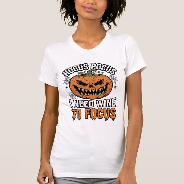 T-shirt Conception de chemise Halloween Citrouille de vin  (Devant)