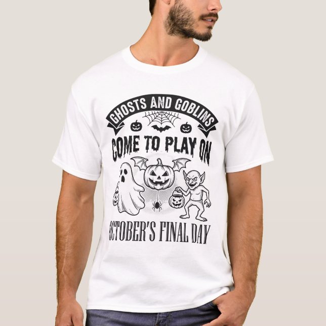 T-shirt Conception de chemise Halloween Fantômes et Gobeli (Devant)