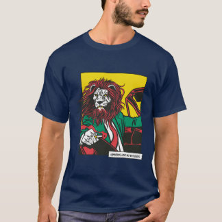 T-shirt Conception de chemise Lion Conduisant Une Voiture 