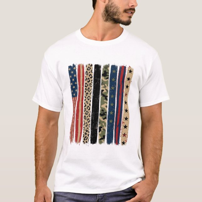 T-shirt Conception de chemise rayée camouflage léopard pat (Devant)