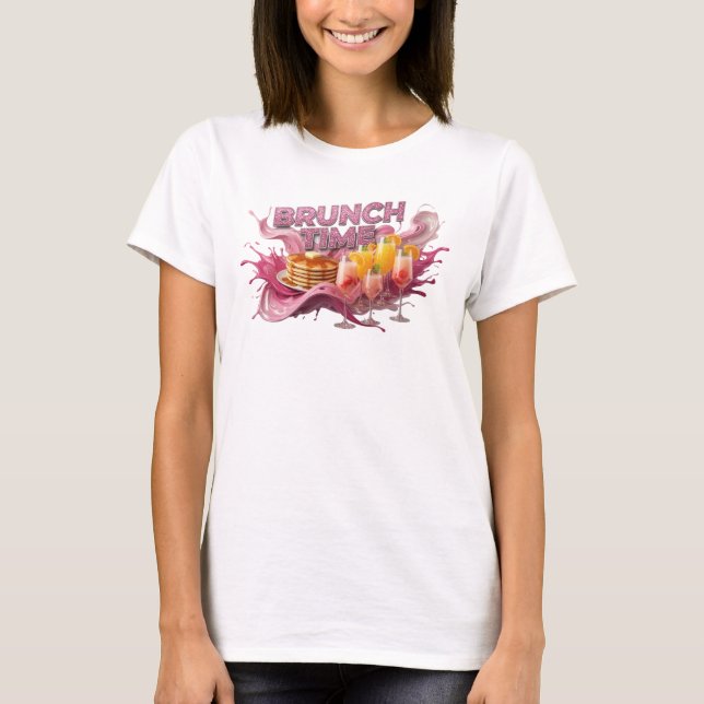 T-shirt Conception de chemise rose frais HEURE DU BRUNCH (Devant)