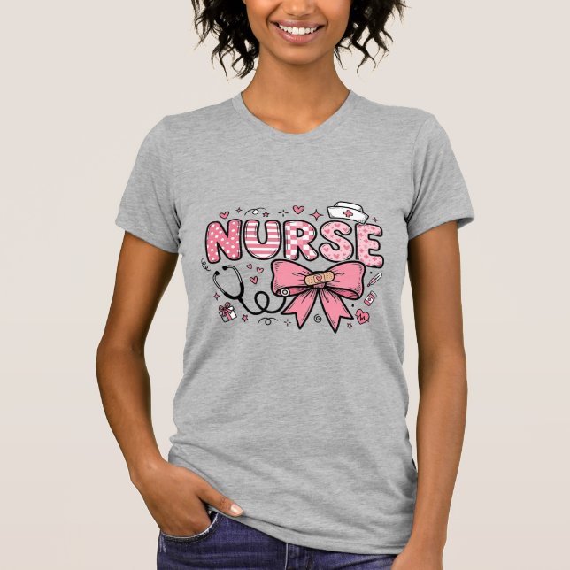 T-shirt Conception de chemise vectorielle Cute Nurse Bow H (Devant)