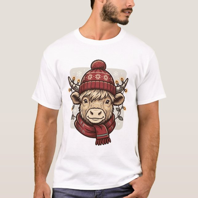 T-shirt Conception de chemise vectorielle de vache des Hig (Devant)
