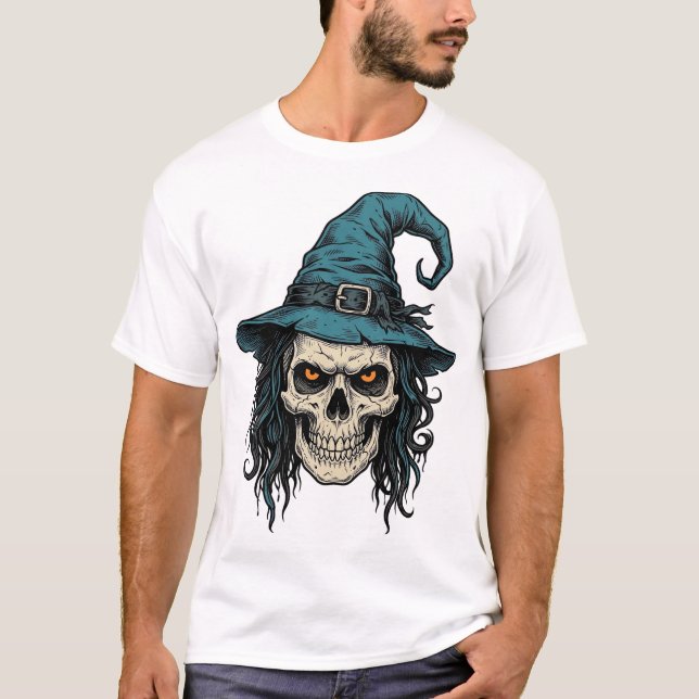 T-shirt Conception de chemise vectorielle Halloween crâne  (Devant)