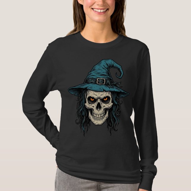 T-shirt Conception de chemise vectorielle Halloween crâne  (Devant)