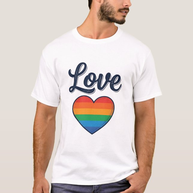 T-shirt Conception de chemise vectorielle Love Rainbow Hea (Devant)
