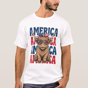 T-shirt Conception de chemise vintage America vache des Hi