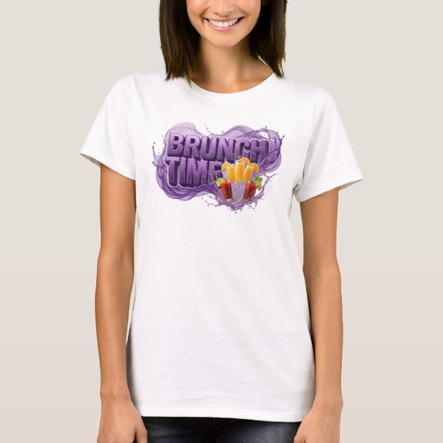 T-shirt Conception de chemise violet STATEMENT BRUNCH TIME (Devant)