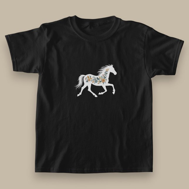 T-shirt Conception de cheval à fleurs sauvages avec une am (Créateur téléchargé)