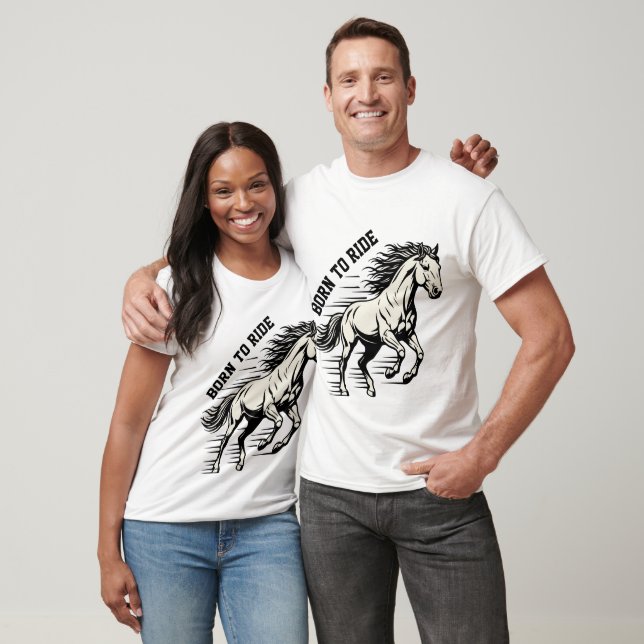 T-shirt Conception de cheval – Illustration dynamique « Né (Unisexe)