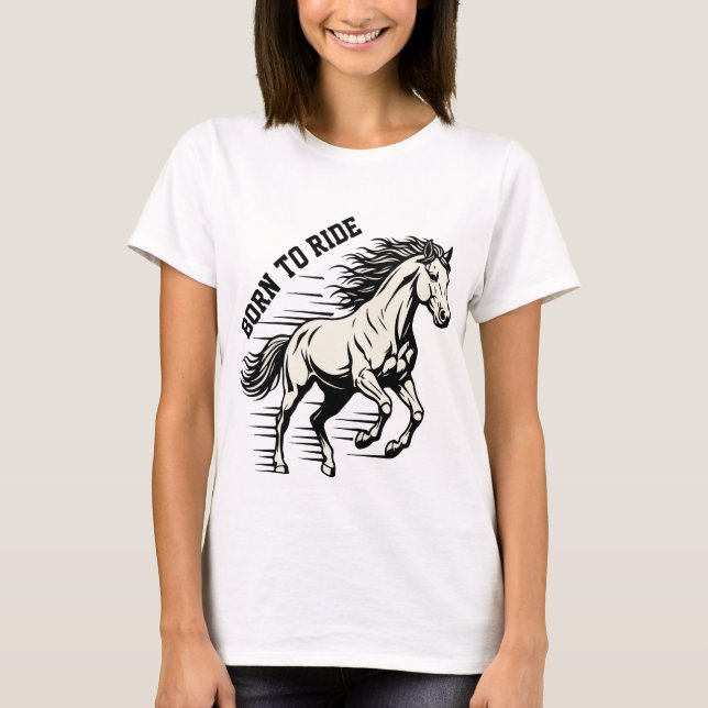 T-shirt Conception de cheval – Illustration dynamique « Né (Devant)