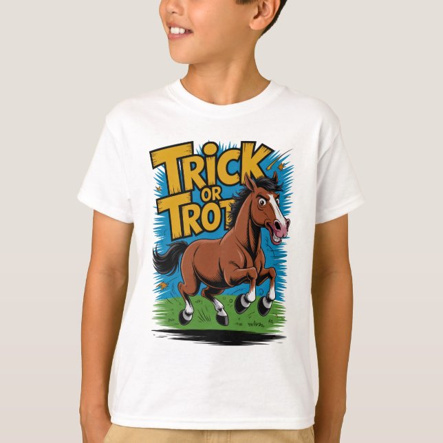 T-shirt Conception de cheval Trick or Trot pour les fans d (Devant)
