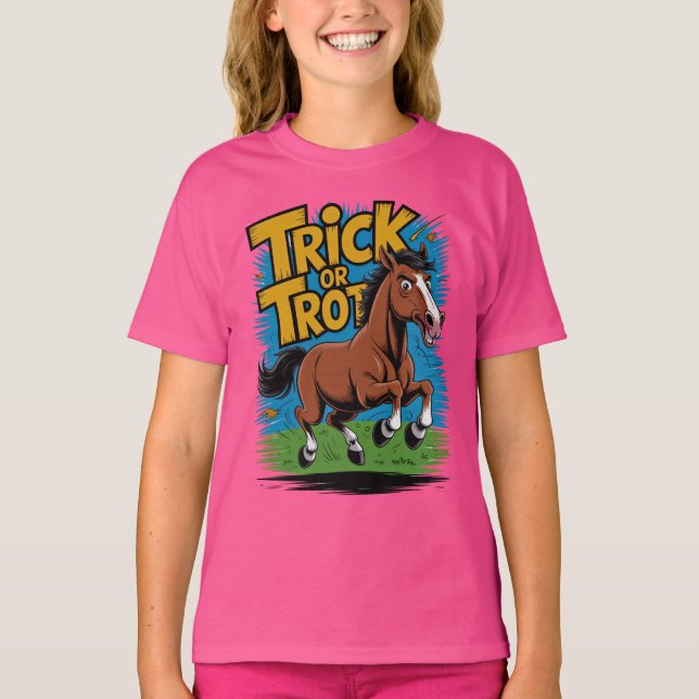 T-shirt Conception de cheval Trick or Trot pour les fans d (Devant)