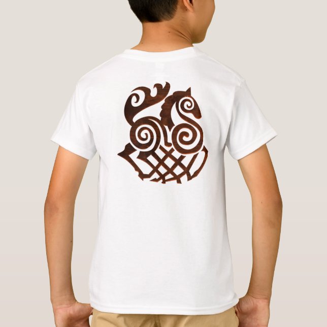 T-shirt Conception de cheval Viking ancien en marron  (Dos)