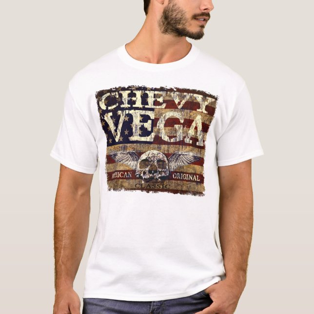 T-shirt Conception de Chevy Vega contre le drapeau érodé (Devant)