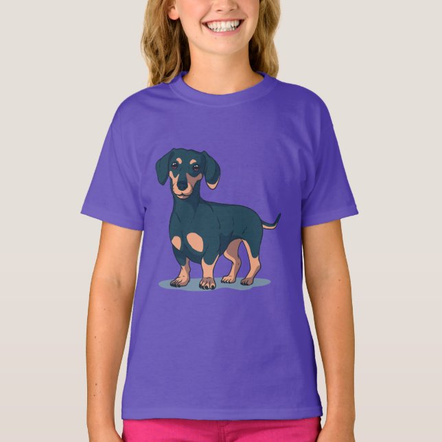 T-shirt Conception de chien dachshund noir cool (Devant)