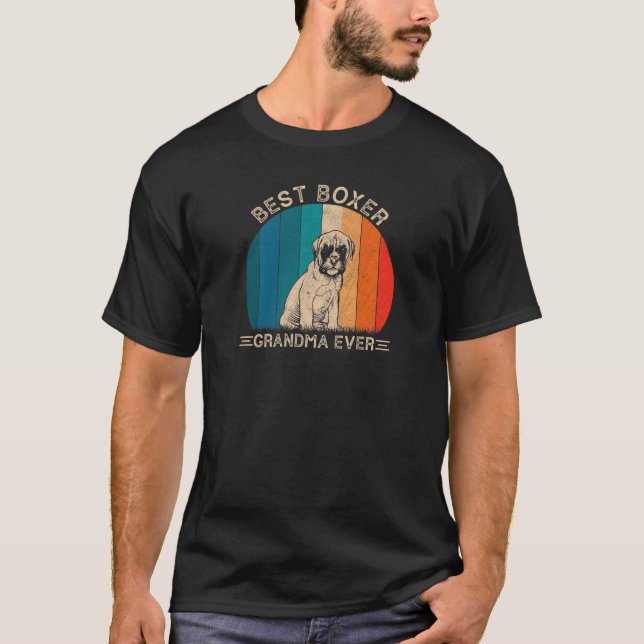 T-shirt Conception De Chien De Boxe Rétro Pour Grandma Fun (Devant)