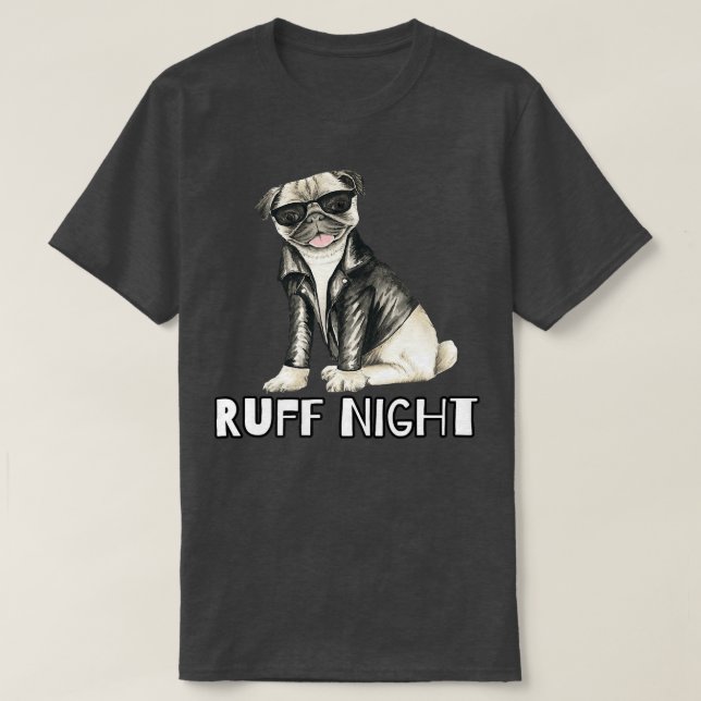 T-shirt Conception de chien de Carlin de nuit Ruff681 (Design devant)