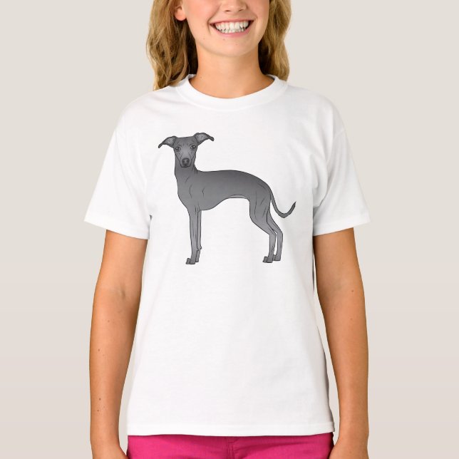 T-shirt Conception de chien de dessin animé mignon Greyhou (Devant)