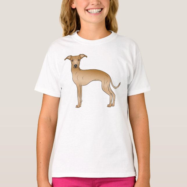 T-shirt Conception de chien de dessin animé mignon Lévrier (Devant)