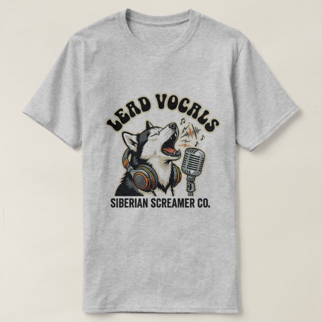 T-shirt Conception de chien drôle vocal principal Husky  (Design devant)