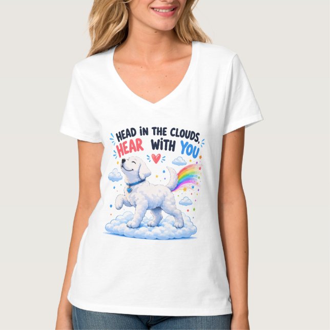 T-shirt Conception de chien mignon avec la tête dans les n (Devant)