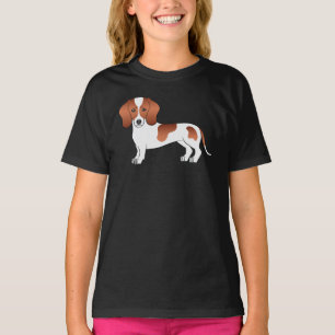 T-shirt Conception de chien teckel à poils courts rouge et