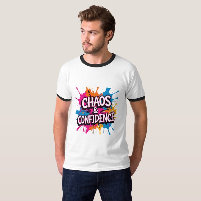 T-shirt Conception de citation "Chaos & Confiance" avec éc (Devant entier)
