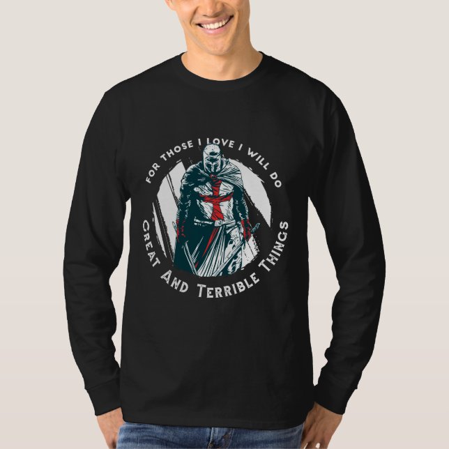 T-shirt Conception de citation de chevalier courageux (Devant)