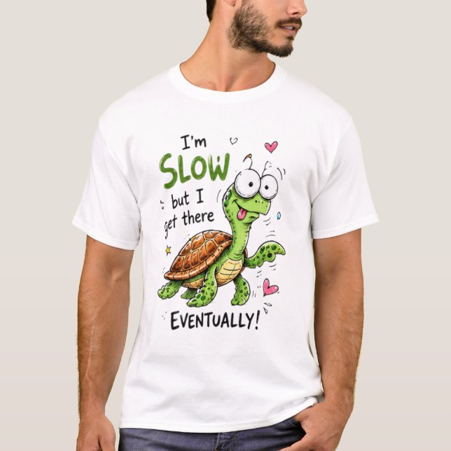 T-shirt Conception de citation de dessin animé de tortue d (Devant)