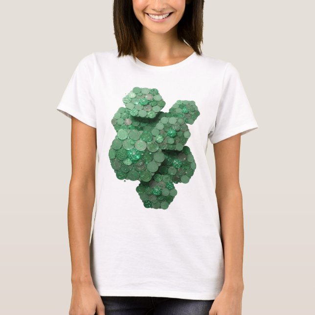 T-shirt Conception de citation de pièces chanceuses vertes (Devant)