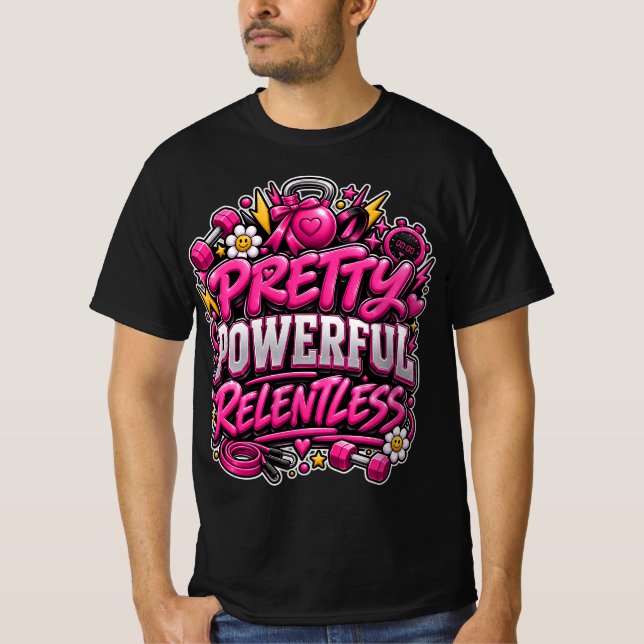 T-shirt Conception de citation de salle de sport rose impl (Devant)