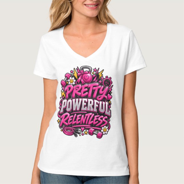 T-shirt Conception de citation de salle de sport rose impl (Devant)