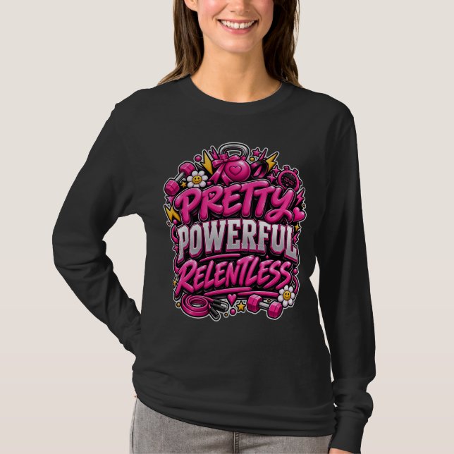 T-shirt Conception de citation de salle de sport rose impl (Devant)